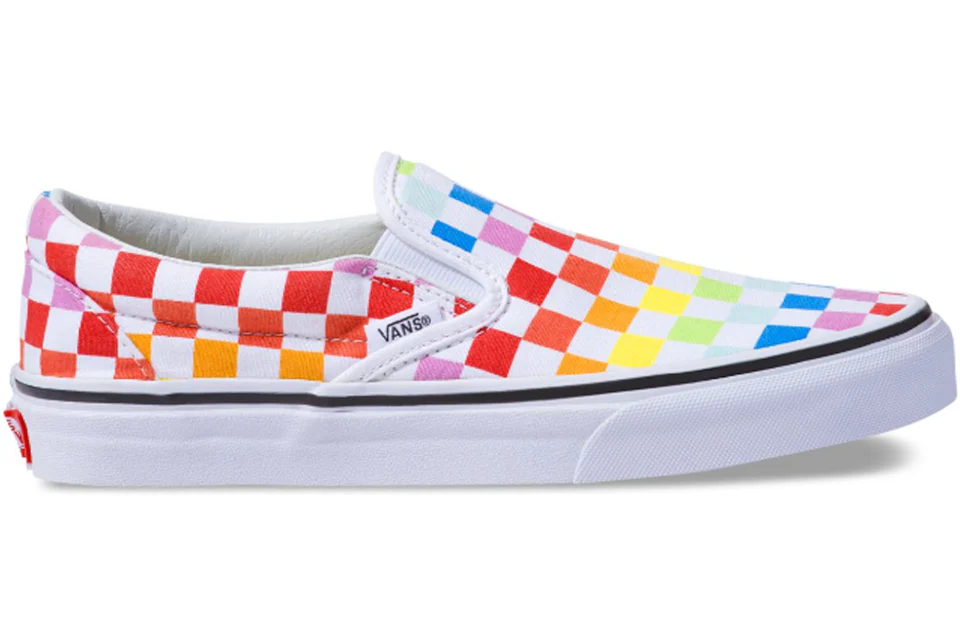 Vans rainbow slip on checkerboard hotsell
