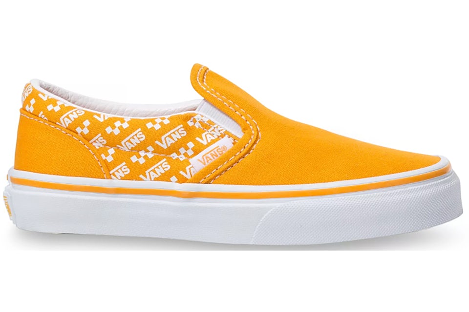 Vans Slip On Logo Repeat Cadmium Yellow PS Kids VN0A4BUTWKD US