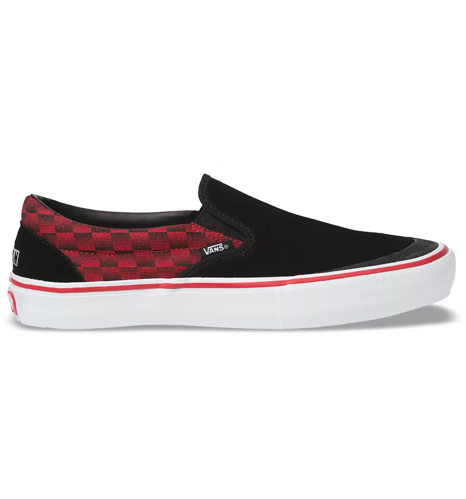 Black and red slip top on vans