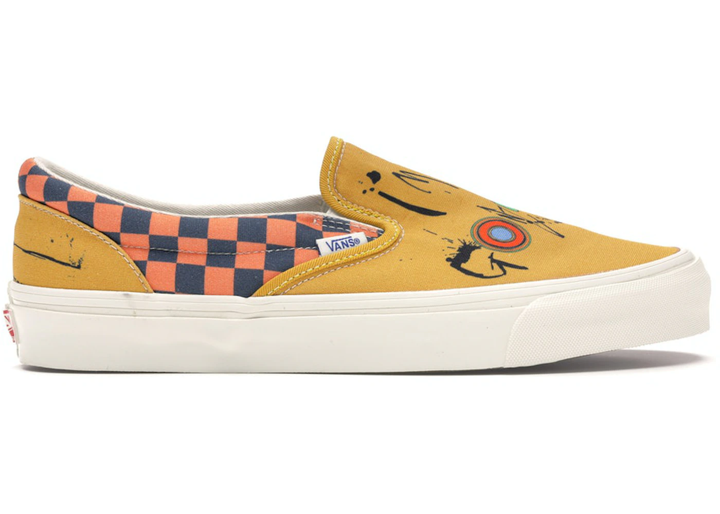 Vans checkerboard 2025 slip on orange