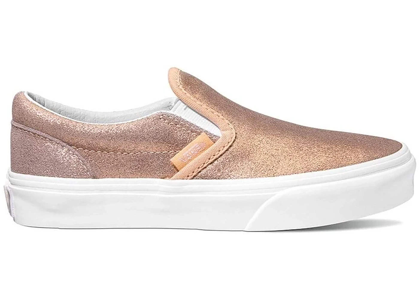 Rose gold vans slip best sale on