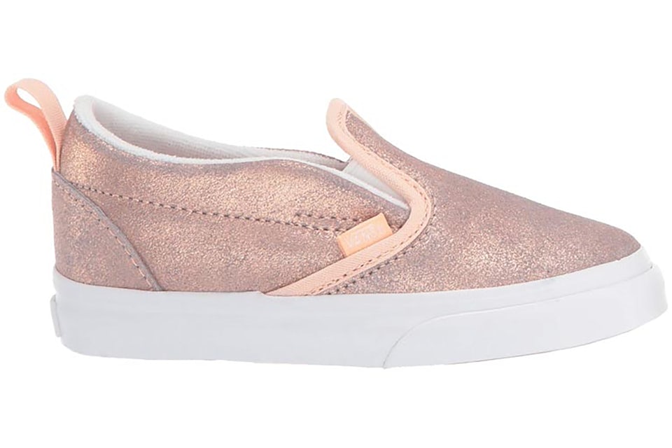 Rose gold vans slip top on