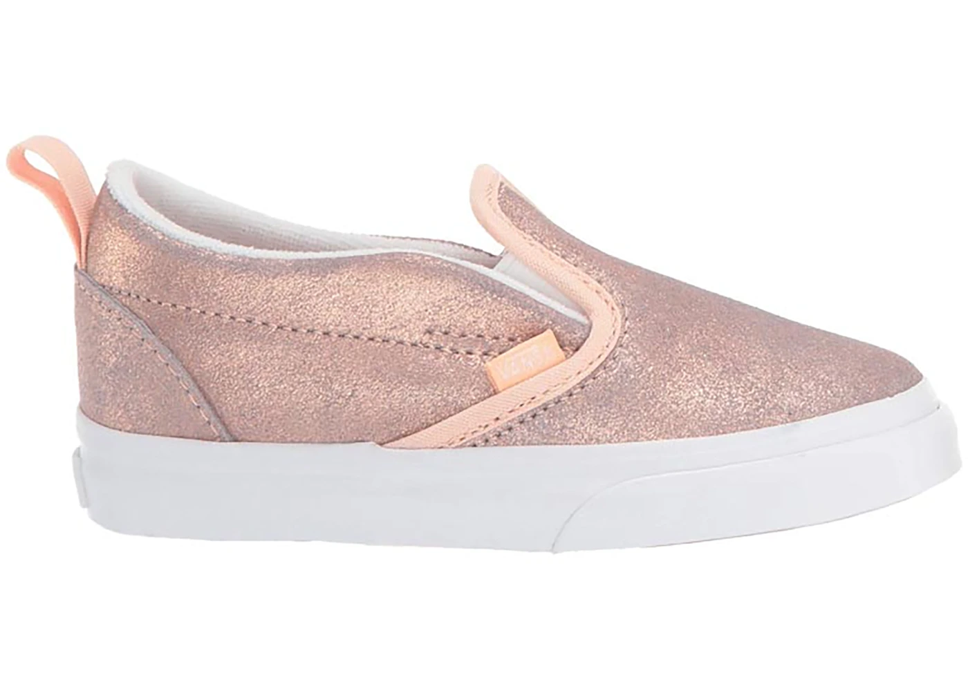 Rose gold top vans slip on