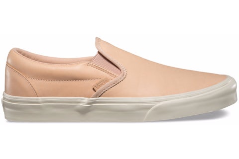 Tan leather slip on vans sales