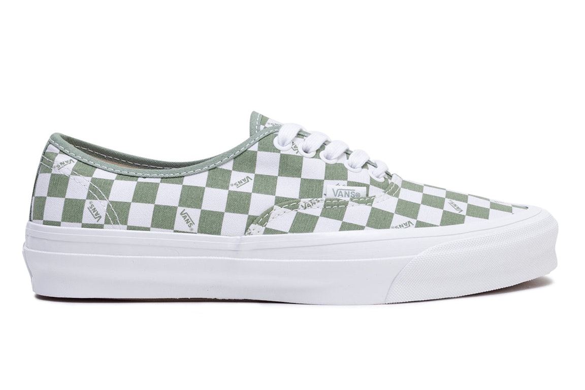 Pre-owned Vans Vault Og Authentic Lx Checkerboard White Loden Green In Checkerboard/loden