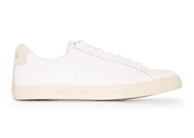 Pre-owned Veja Esplar Leather Stitched Sneakers In White/tan