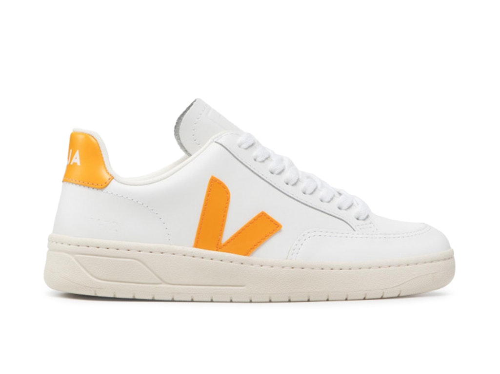 Pre-owned Veja V-12 Leather White Ouro (women's) In White/ouro