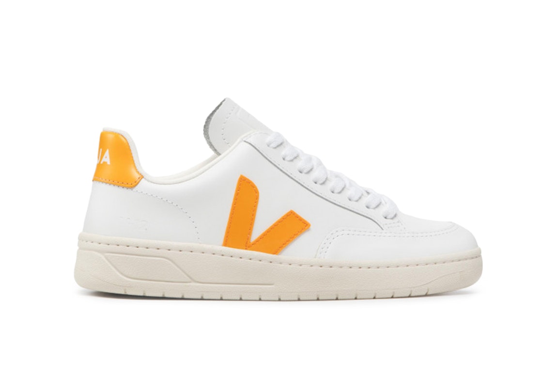 Pre-owned Veja V-12 Leather White Ouro (women's) In White/ouro