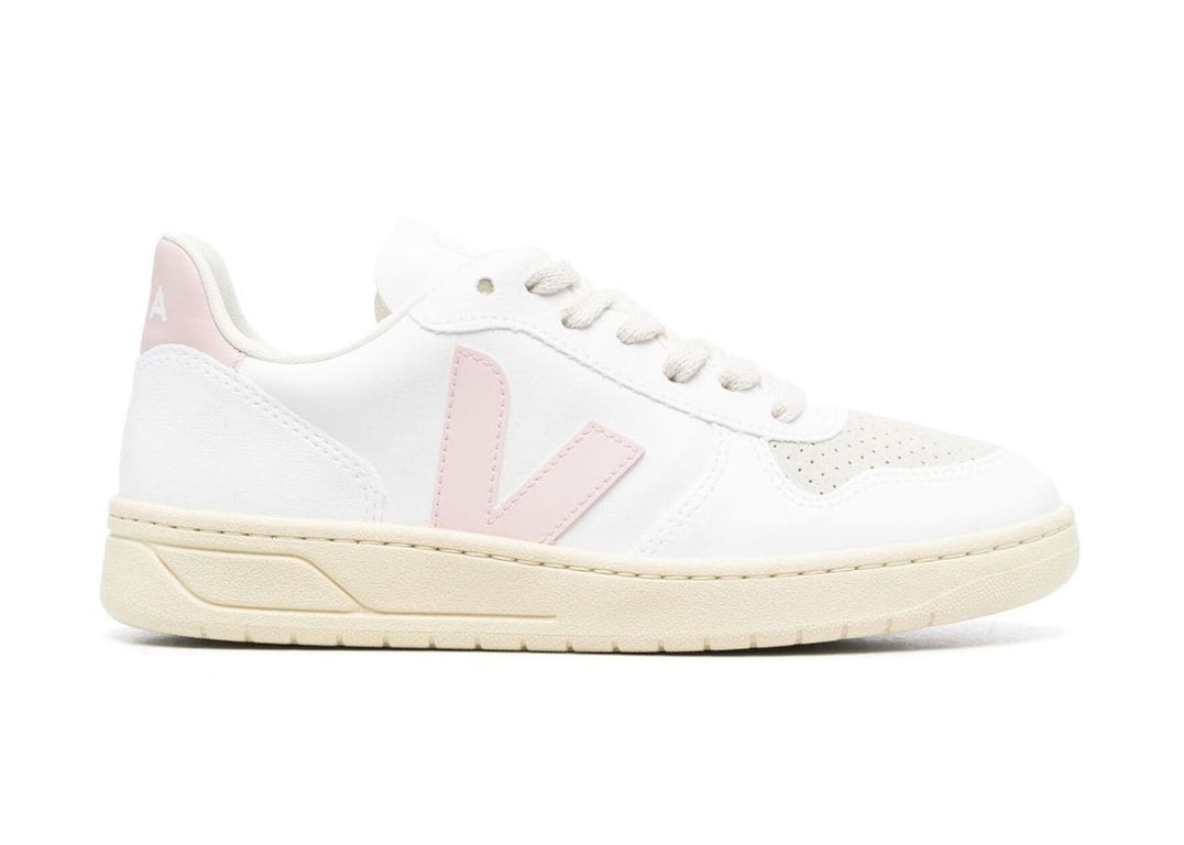 Pre-owned Veja V-12 Leather White Pink (women's) In White/pink