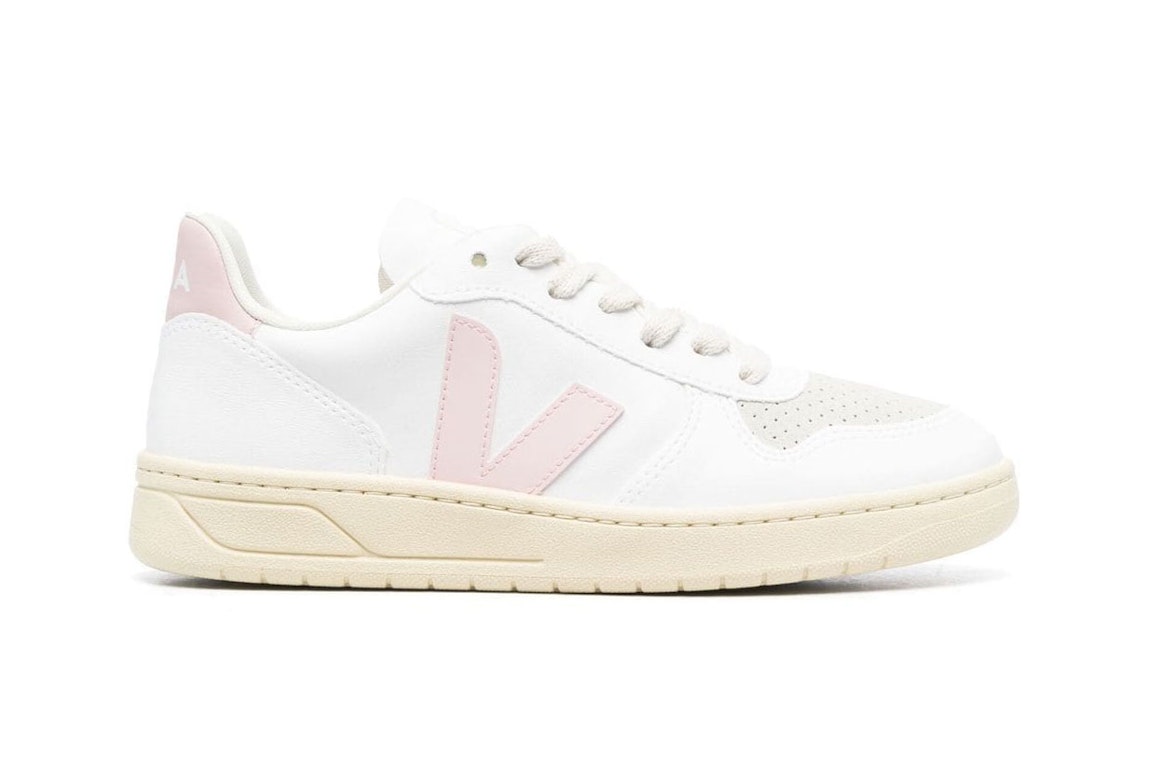 Pre-owned Veja V-12 Leather White Pink (women's) In White/pink