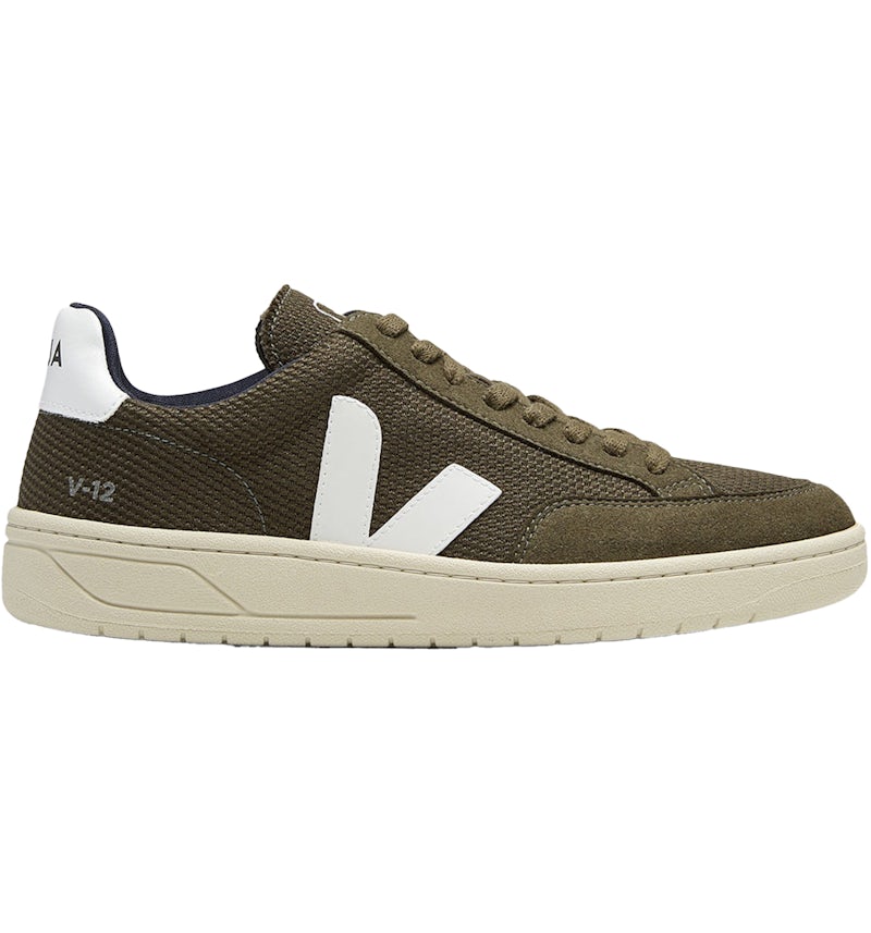 Veja V-12 Verde oliva Blanco Hombre XD0102820B US