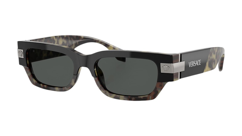 Pre-owned Versace 4465 545687 Rectangle Sunglasses In Havana In Brown