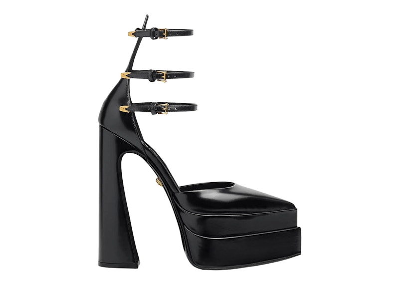 Blue Aevitas Pointy Platform Heels by Versace on Sale