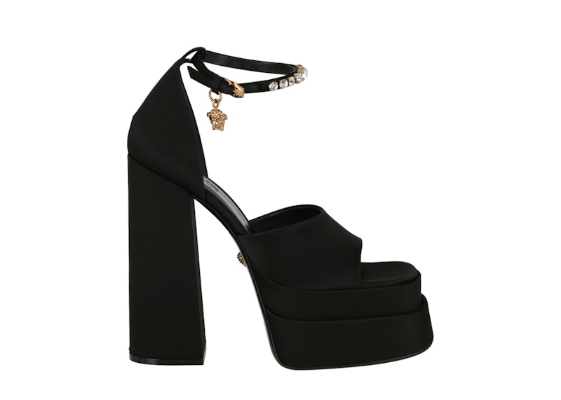 Pre-owned Versace Aevitas 160mm Pointy Platform Sandals (women's) Sneakers In Black