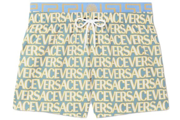 Versace Allover Logo Badeshorts Blau