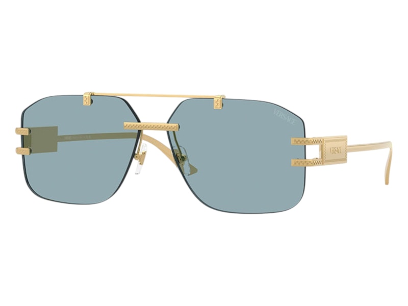 Pre-owned Versace Men's  Aviator Sunglasses Blue In Gold (ve2275 100280)