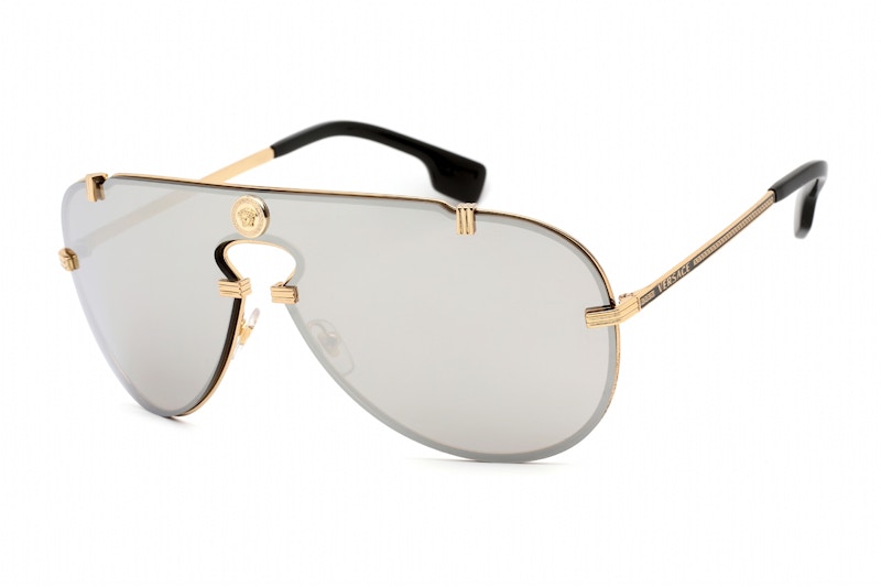 Pre-owned Versace Aviator Sunglasses43) In Gold/light Grey Mirrored Silver (ve2243/10026g