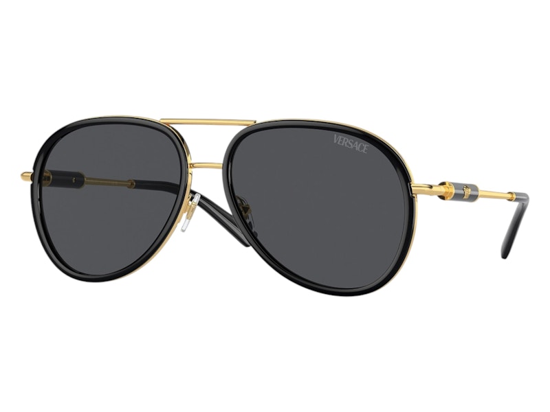 Pre-owned Versace Women's Aviator Sunglasses Gray In Black (ve2260 100287)