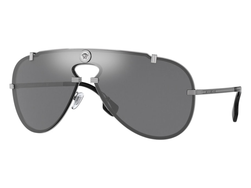 Pre-owned Versace Men's  Aviator Sunglasses Grey In Gunmetal (ve2243 10016g)