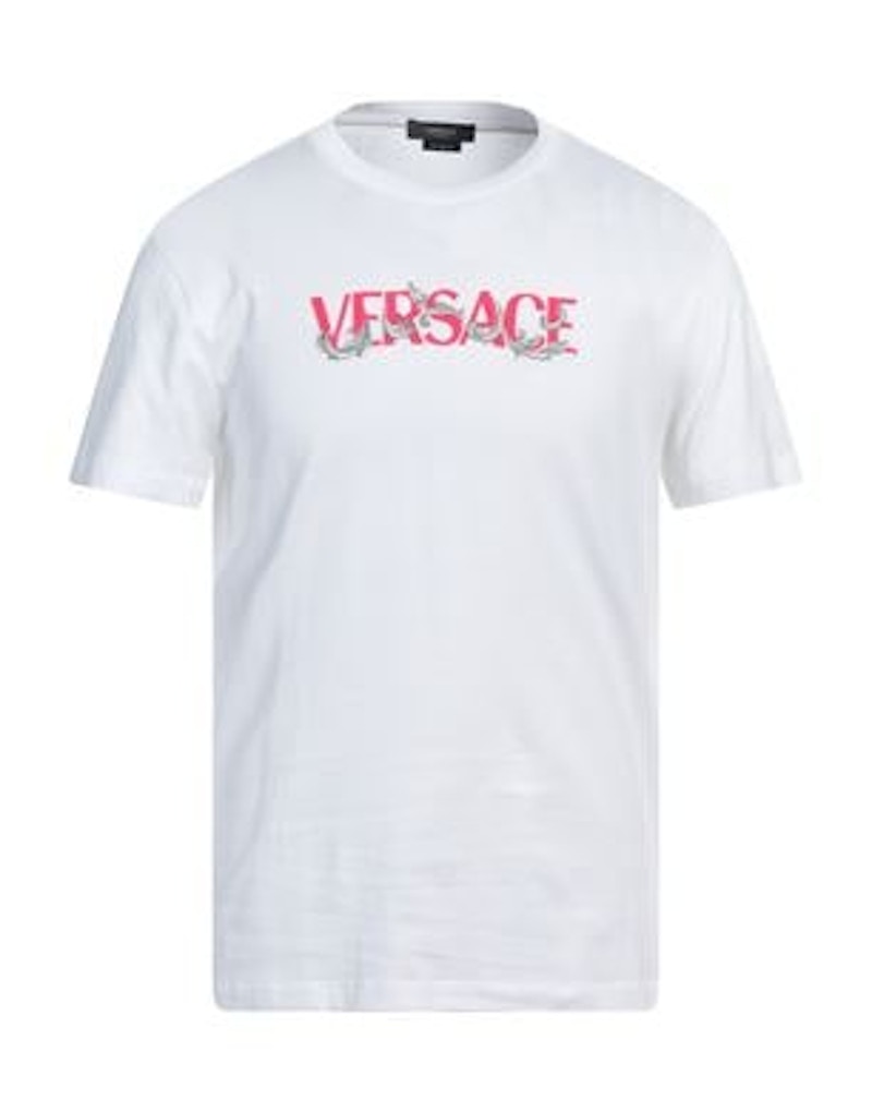 Pre-owned Versace Men's  Barocco Silhouette T-shirt In White/pink In Multi