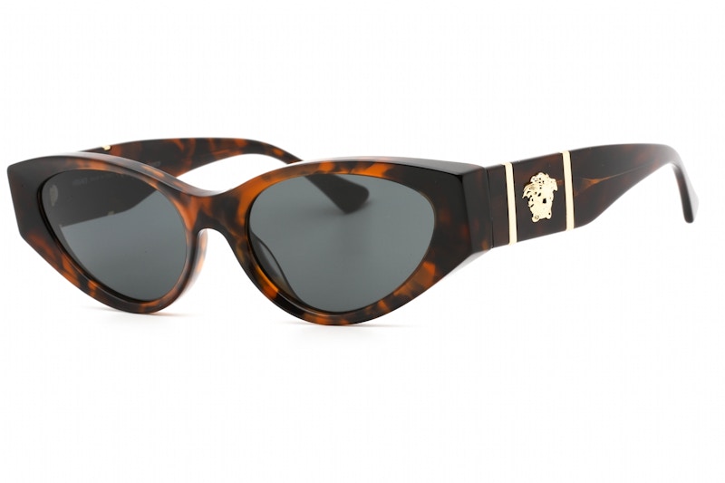 Pre-owned Versace Cat Eye Sunglasses In Havana/dark Grey (ve4454/542987) In Gray