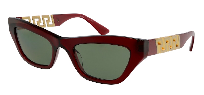 Pre-owned Versace Women's Cateye Sunglasses In Transparent Red/green (0ve4419 388/2)