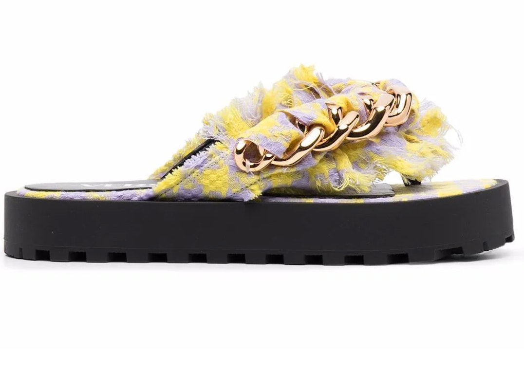 Pre-owned Versace Chain Embellished Platform Sandal Black Yellow (women's)