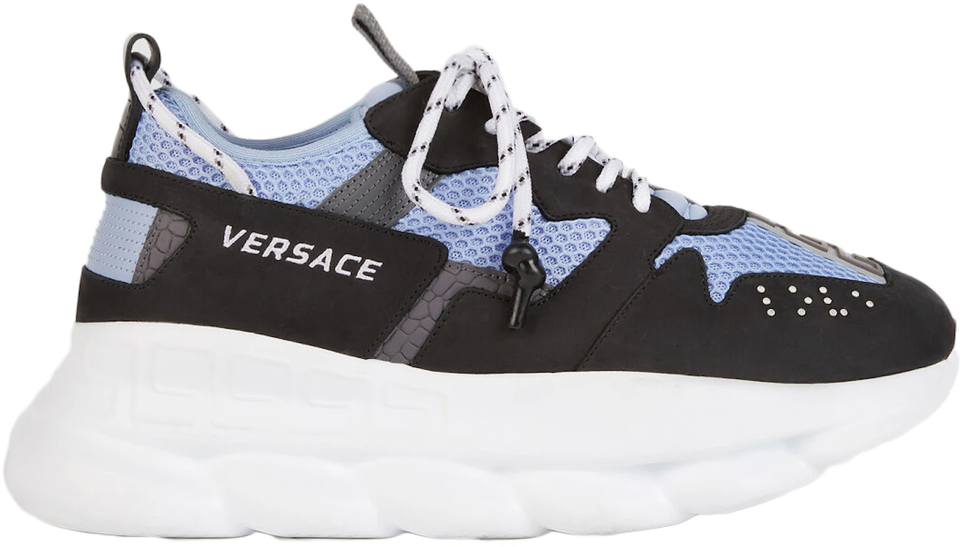 Versace Chain Reaction 2 Sneakers in Blue Suede and Mesh Leather