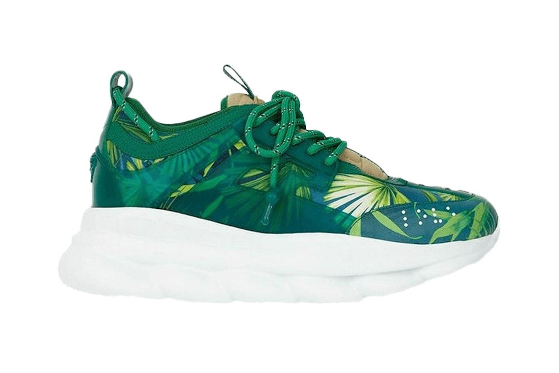 Pre-owned Versace Chain Reaction Jungle Print In Green/white
