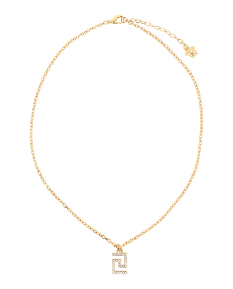 VERSACE ギリシャ風デザイン ネックレス Versace Crystal Embellished Greca Necklace Gold in Metal - JP