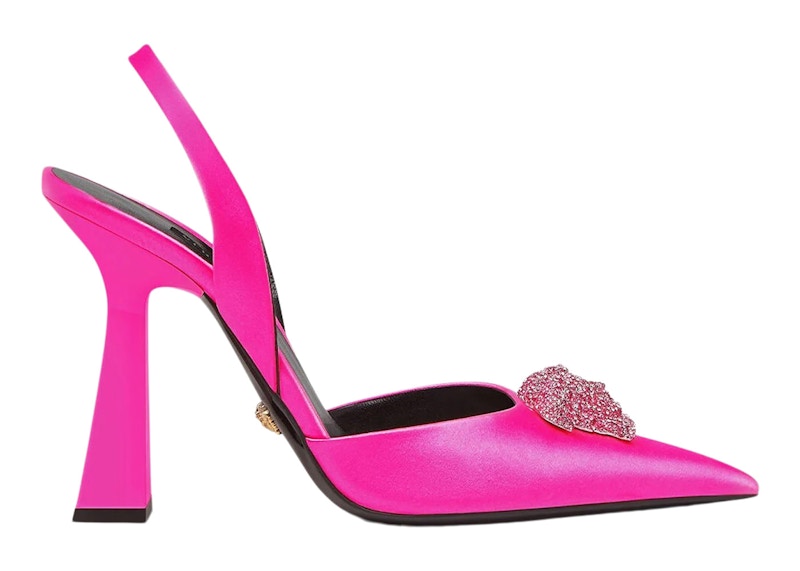 Versace Crystal La Medusa 110mm Slingback Pumps Fuchsia Satin