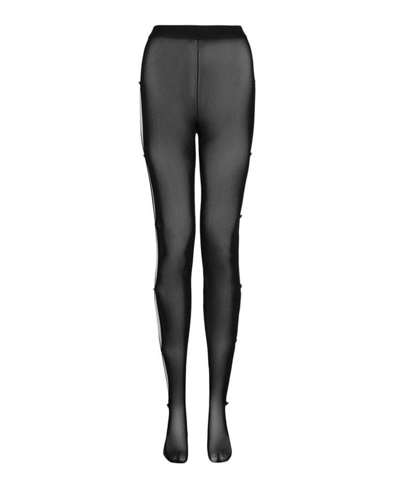 Pre-owned Versace Women's Cutout Mesh Tights In Black