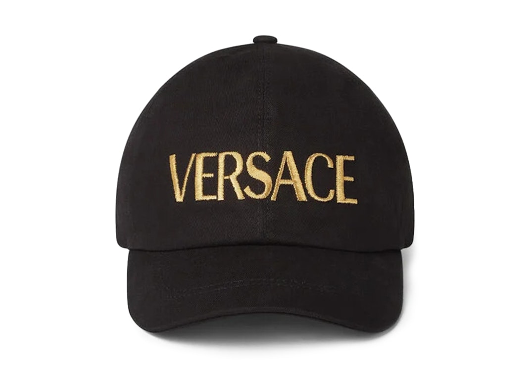 Pre-owned Versace Embroidered Logo Cap Black/gold