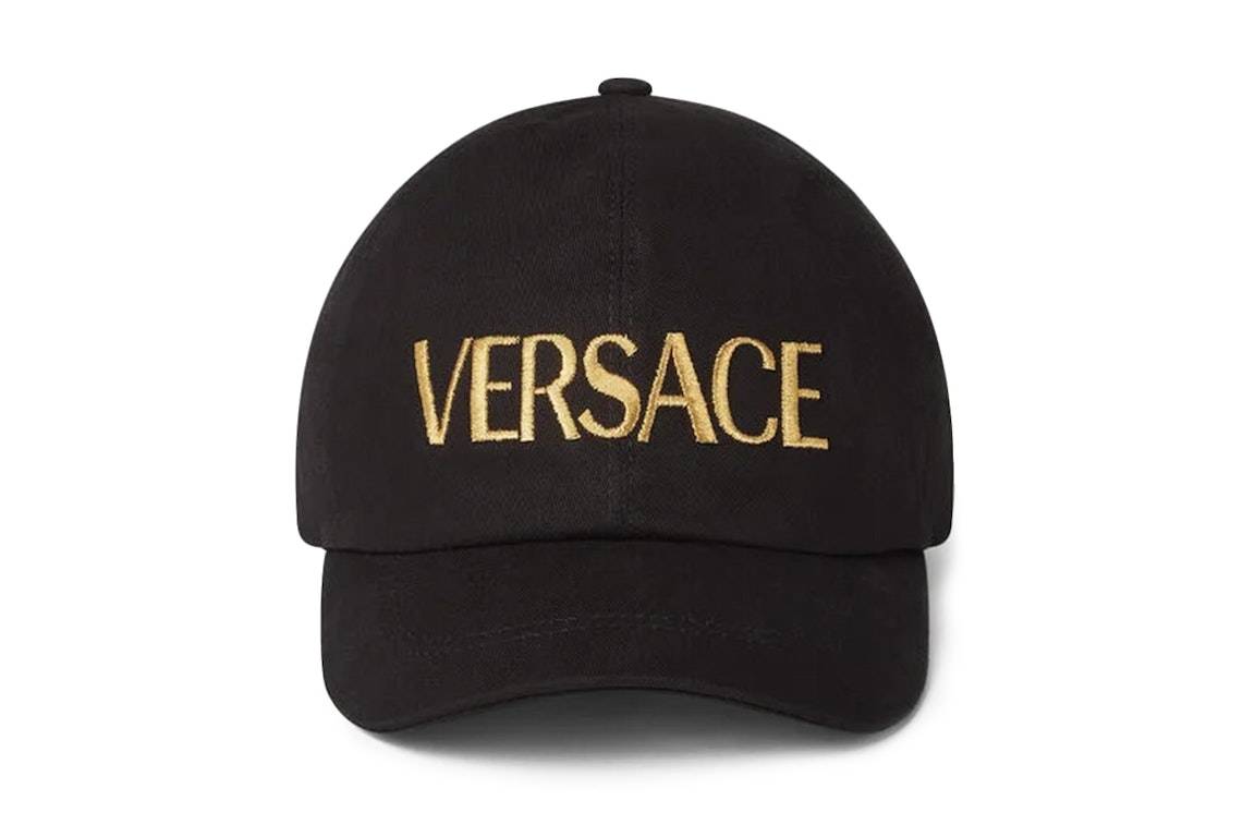 Pre-owned Versace Embroidered Logo Cap Black/gold