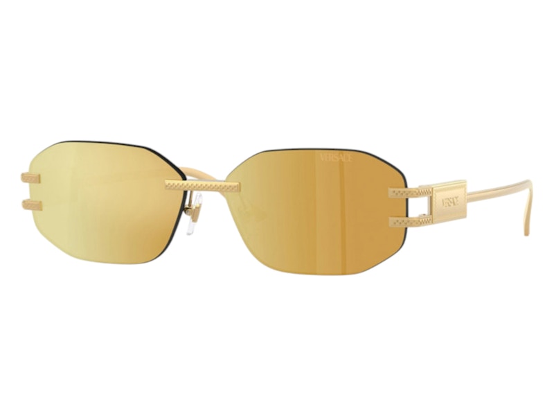 Pre-owned Versace Women's Geometric Sunglasses Browngoldbrownmirror Gold In Gold (ve2274 10027p)