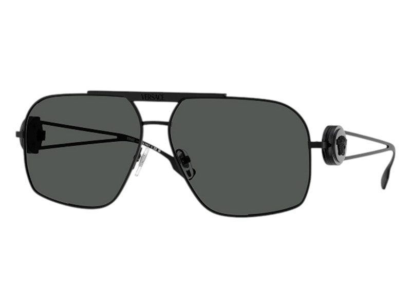 Pre-owned Versace Men's Geometric Sunglasses Gray In Black (ve2269 143387)