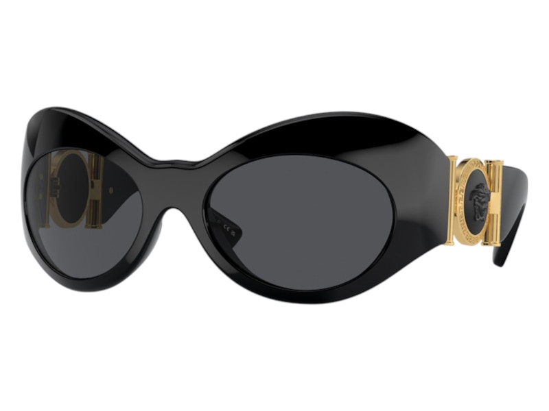 Pre-owned Versace Women's Geometric Sunglasses Gray In Black (ve4462 Gb1/87)