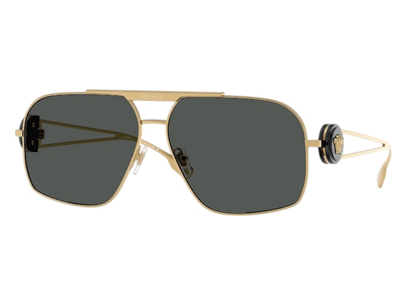 Pre-owned Versace Men's Geometric Sunglasses Gray In Gold (ve2269 100287)