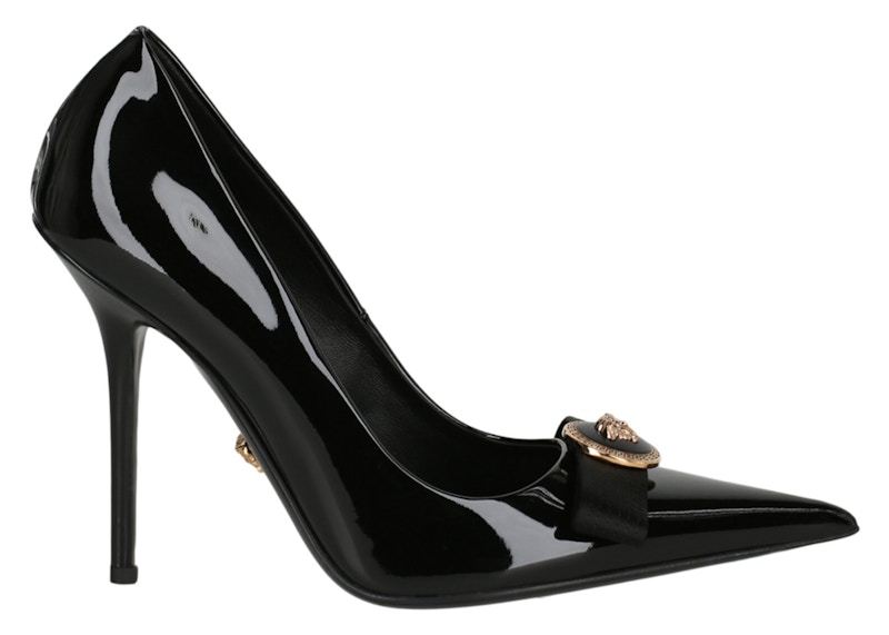 パンプス VERSACE GIANNI RIBBON PATENT LEATHER PUMPS Gianni Ribbon Patent Pumps 110 mm Black,Gold | VERSACE US
