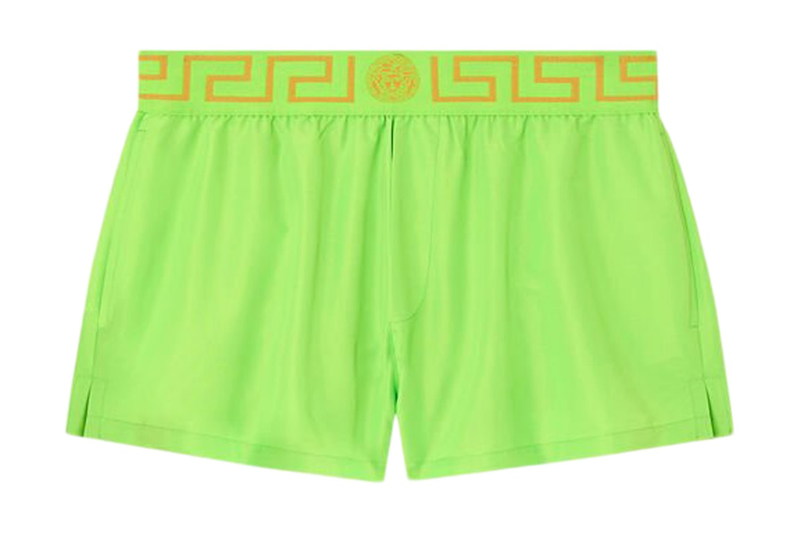 Pre-owned Versace Greca Border Swim Shorts Mint
