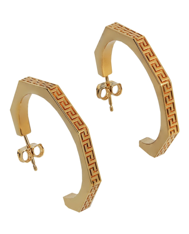 Versace Greca Hoop Earrings Gold