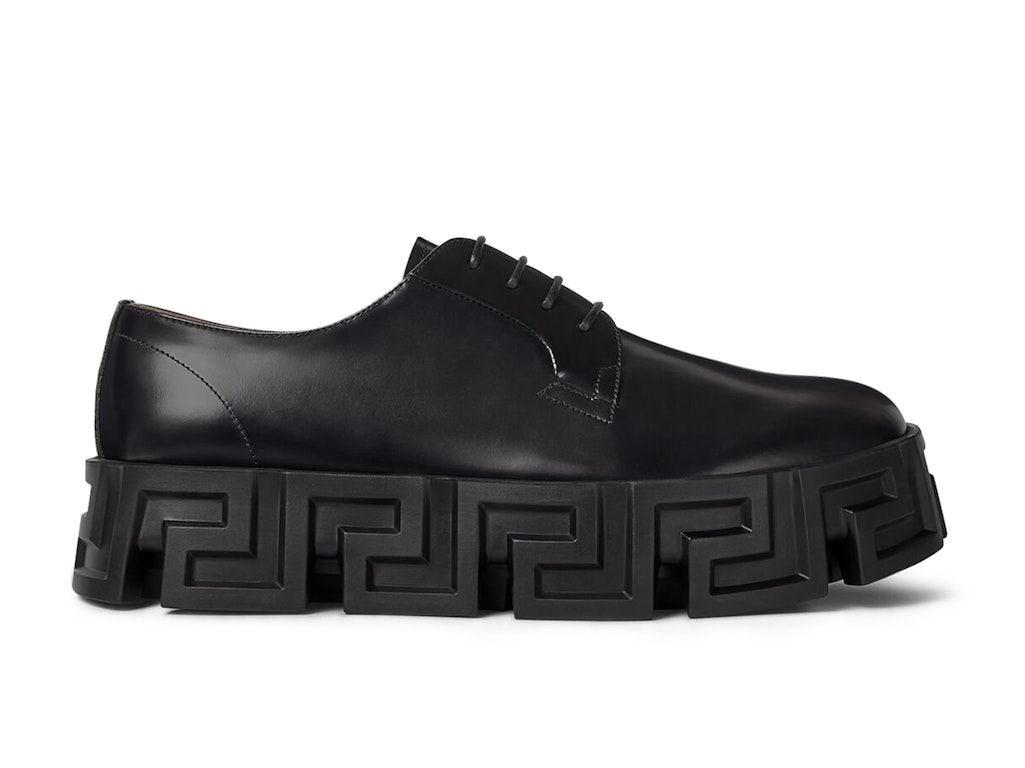 Pre-owned Versace Greca Labrynth Lace-up Black