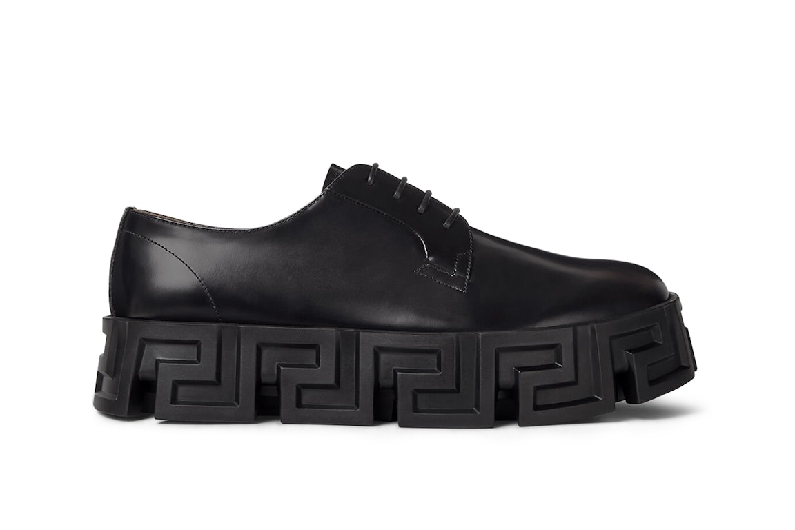 Pre-owned Versace Greca Labrynth Lace-up Black