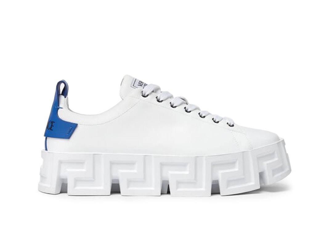 Pre-owned Versace Greca Labrynth Lace-up White White Blue In White/white/blue