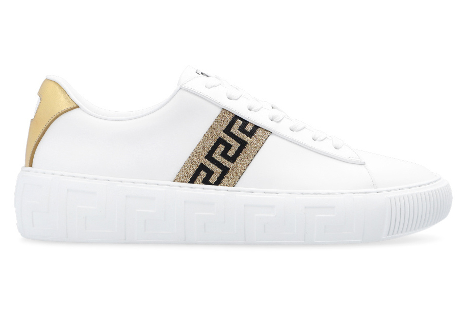 Versace Greca Leather Sneaker White Gold (Women's) - 1004184 