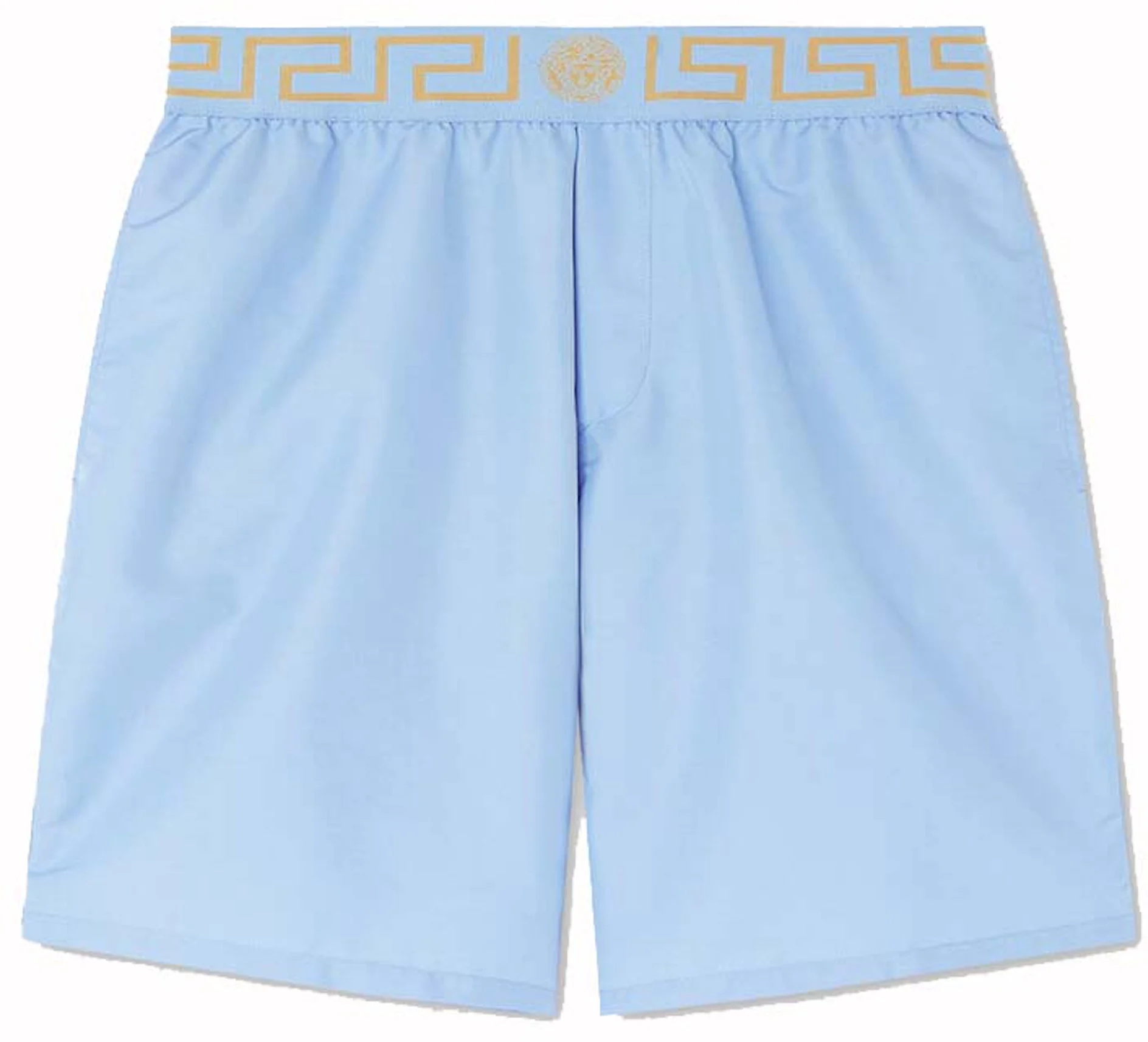 Versace Greca Long Swim Shorts Light Blue Men's - US