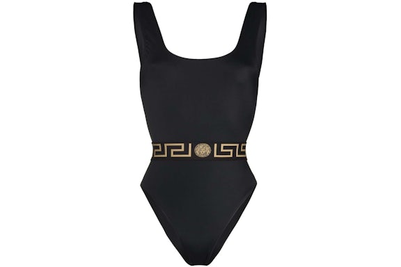 Bañador de una pieza con estampado de Greca Versace Negro