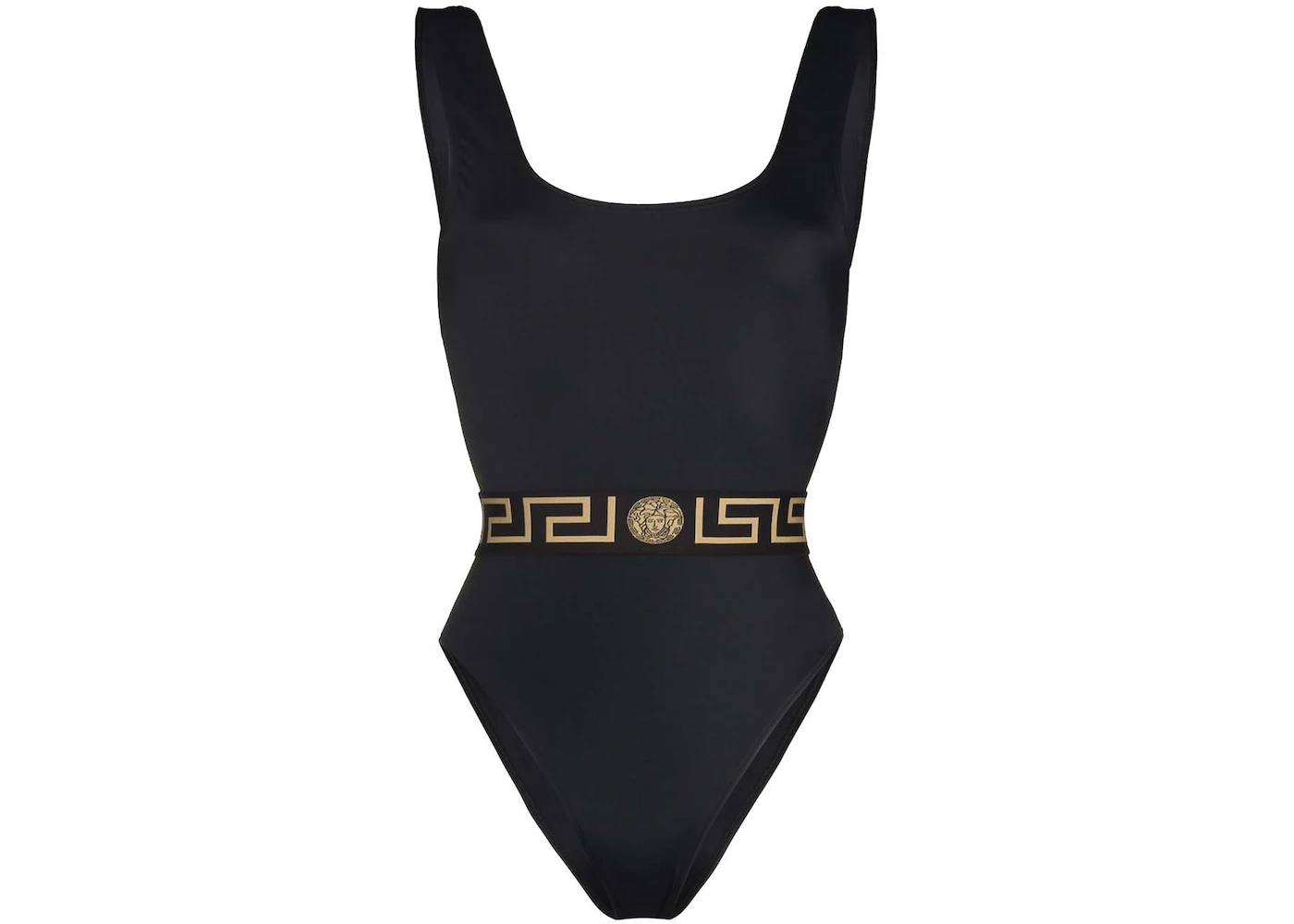 Versace Greca Print One-piece Swimsuit Black
