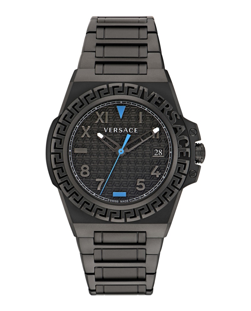 Pre-owned Versace Men's Greca Reaction Ve3i00622 Watch In Stainless Steel In Silver