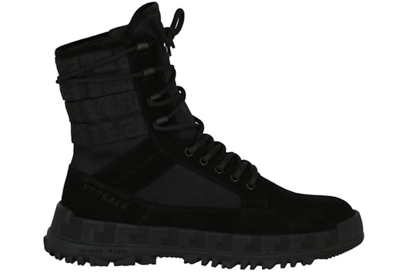 Versace Greca Suede Ankle Boots Black